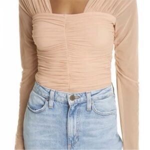 Elegant Nude Long Sleeve Top